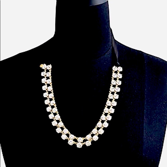NWT J. Crew Layered Crystal Ribbon Tie Necklace - Picture 3 of 3